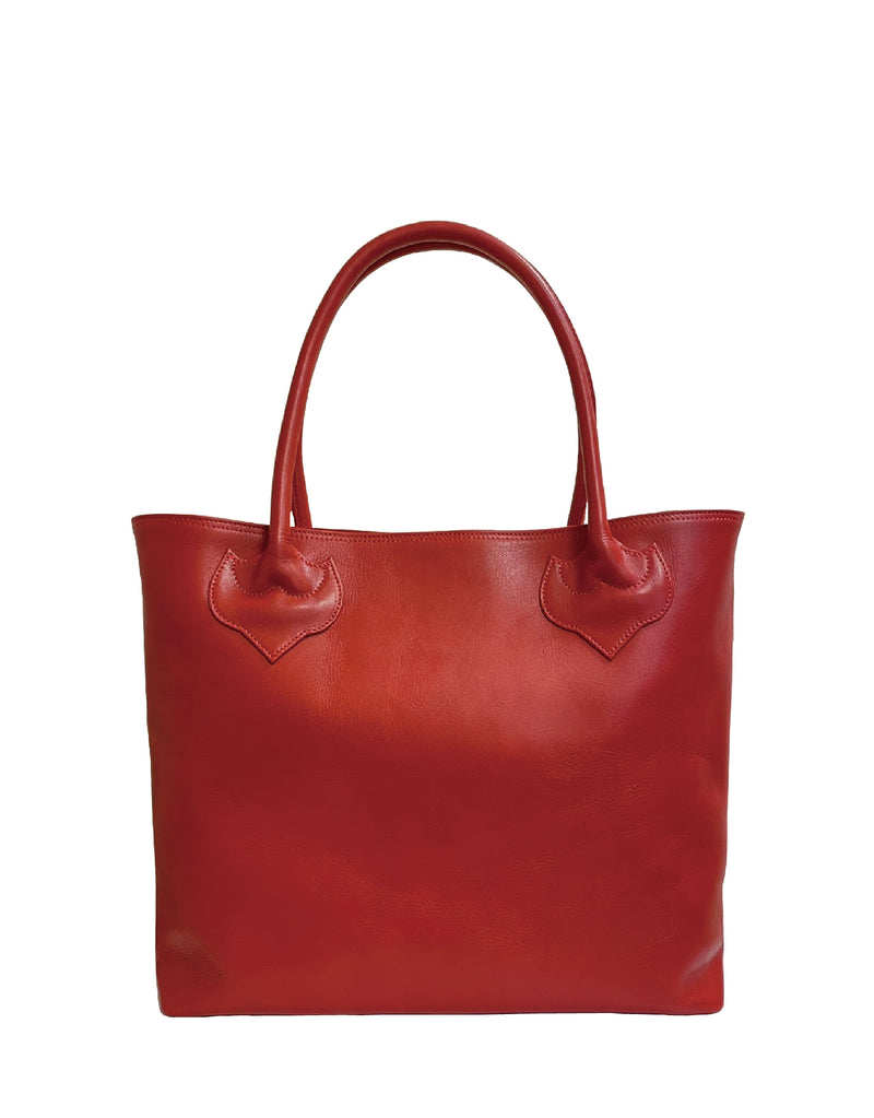 Leather tote bag-Red / Cross